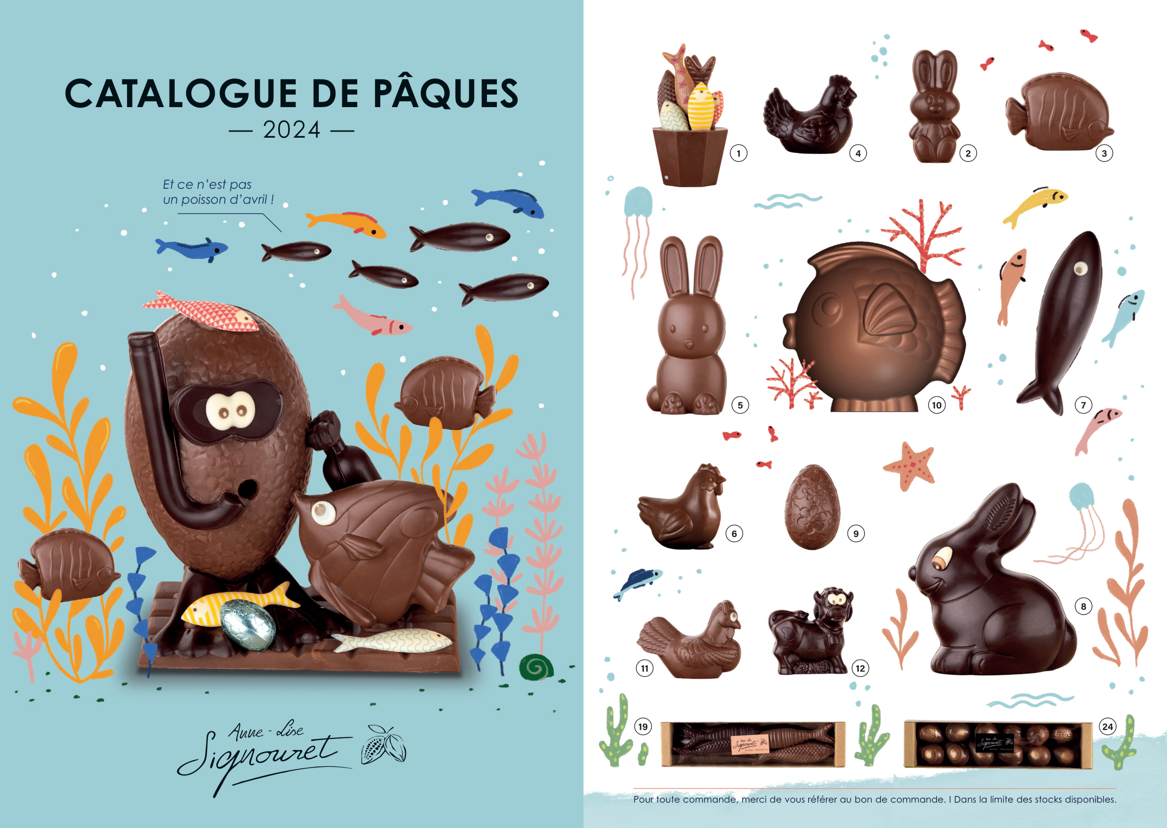 Chocolats et œufs de Pâques catalogue de paques sujets oeufs sardines chocolat artisanal
